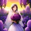 Placeholder: wedding veil, purple, digital art, realistic, sunset, wisteria flowers