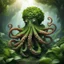 Placeholder: nature god, majestic octopus, made of leaves and plants, greenery, nature