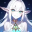 Placeholder: cosmic mage, elf, female, cosmic magic, long ears, white hair, face details, pale skin, jewellery, broad shoulders, sharp ears, star clothes, cosmic eyes, ears shown, the cosmos in eyes, shining eyes, thin face, detailed ears, magical eyes, closed mouth, make up, smiling face, happy face, pointy ears