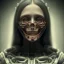 Placeholder: a cute smiling girl with her mother, red tattoo in the face, hr giger, steam punk, scary, horror, realistic, made in octane, cinematic, movie, CGI, ultra-realistic, extremely detailed octane rendering, 8K, VRAY Super Real ar 2:3, dof photorealistic futuristic 50mm lens hard lighting dark gray tintype photograph, realistic lighting, sephia colors