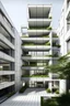 Placeholder: Quiero un edificio con 4 pisos moderno con patio interior. Y cada piso tenga una terraza comunal. Utilizando la teoría de temas de composición.