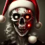 Placeholder: Dark, horror, blood, guts, detail, Santa, zombie, close up head