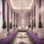 Placeholder: Concept of lavender flower in a hotel hall, modern classic style, lavender colors