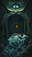 Placeholder: Man spends a sleepless night inside a dark submarine in a delusional state , paint it in the baroque style, as if the man is horrified
