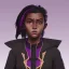 Placeholder: Portrait of a black 10 year old girl warlock with black curly hair