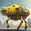 Placeholder: a yellow flying assistant robot bus, sci fi biopunk theme, detailed