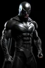 Placeholder: an extremely muscular superhero man wearing a black, skintight, formfitting cowl, a black, skintight, formfitting, Kevlar bodysuit, Silver Wrist Gauntlets, Silver Belt, Silver knee-high boots, black gloves, silver "M" logo on the chest, a mustache and goatee, black gloves, 32k UHD, Hyper Realistic, Photorealistic, realistic, life-like, real life, extremely detailed, extremely sharp, extremely vibrant, extremely colorful, Full color, professional quality, in the art style of Boris Vallejo