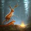 Placeholder: Fire dragon hunting a deer