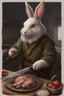 Placeholder: holy bunny with cooking knife dnd realism art adventurer