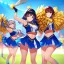 Placeholder: Clear focus,High resolution, three girls, wearing a cheerleader outfit