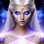 Placeholder: cosmic mage, elf, female, battle mage, epic, cosmic magic, long ears, white hair, face details, pale skin, jewellery, broad shoulders, glowing eyes, sharp ears, cosmic clothes, bright eyes, cosmic eyes, ears shown, light out of eyes, less realistic