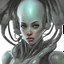 Placeholder: friendly digital illustration science fiction alien woman \ character portrait