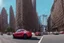 Placeholder: A Tesla 'Semi' (semi truck) is going at a high speed, near the Flatiron Building in Manhattan. (CINEMATIC, WIDE ANGLE LENS, PHOTO REAL)
