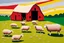 Placeholder: old barn in Style: Yayoi Kusama artist. landscape, pastoral, sheep