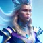 Placeholder: A portrait of a full body crystalised blue pink queen,smiling face, blue eyes, long blond hair, atmospheric, realistic, unreal engine, lighting