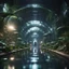 Placeholder: a lecture on alien anatomy in dark lit reflective wet jungle metallic hall dome hotel tunnel, in the style of a game,bokeh like f/0.8, tilt-shift lens 8k, high detail, smooth render, down-light, unreal engine, prize winning