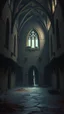 Placeholder: dark fantasy art of a medieval abandoned hall