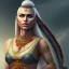 Placeholder: fantasy setting, indian woman, half-hawk haircut