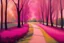 Placeholder: impressionism landscape in magenta, and toasted shadow color.