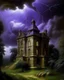 Placeholder: A violet atomic mansion in a thunderstorm painted by Leonardo da Vinci