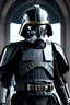 Placeholder: star wars bald male corellian pilot wearing pearlescent black and gunmetal grey First Order special forces heavy assault armor and helmet with gold trim inside the jedi temple, centered portrait, hyperdetailed, dynamic lighting, hyperdetailed background, 8k resolution, volumetric lighting, light skin, fully symmetric details