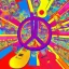 Placeholder: PEACE electric guitar psychedelic hippie trippy acid LSD PEACE GUITAR peacesign ART LIKE '60s Pop Artist Peter Max 69