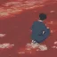 Placeholder: just a distant japanese only boy, Christmas night, photo from behind, black hair, sitting on floor, akira red jacket with pill in the back, tokyo post apocalyptic, rain, extremely detailed, extremely realistic Wide Angle