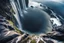 Placeholder: Majestic waterfall plunging into a deep, unseen abyss. Lush greenery covers the cliffs, with rocky outcroppings jutting into the churning water at the base. The scene evokes a sense of awe and mystery.