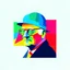 Placeholder: Design a high-resolution logo in david hockney tyle, encompassing the theme of AI and digital health. The overall composition should be simple, clean, and modern.