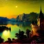 Placeholder: Drawing of 'Medieval Romanian Castle',mountain,lake,full moon, by gaston bussiere, greg rutkowski, yoji shinkawa, yoshitaka amano, tsutomu nihei, donato giancola, tim hildebrandt, oil on canvas, cinematic composition, extreme detail,fit full head inside picture,16k