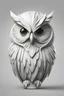 Placeholder: logo design, bunchy, 3d lighting, white devil owl, highly detailed face, cut off, symmetrical, friendly, minimal, round, simple, cute