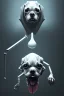 Placeholder: grim reaper dog, 4k, trending art, weird perspective, mirrors, reflection, water, smoke