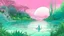 Placeholder: sketch lines, A botanical garden on an alien planet with thick, colorful foliage, featuring a small lagoon with shimmering water reflecting a vibrant pink sky, and a lone alien creature with blue skin drinking from the water., sophisticated muted-green color scheme, pencil drawing