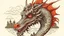 Placeholder: dragon head in the foreground, and Barcelona in the background, tattoo vector style, 4k
