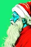 Placeholder: side view of CRISTMAS SANTA,TREE, thick outline, low details, Vivid Color