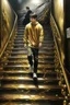 Placeholder: Oil painting Jungkook walks and his steps turn into goldPhotorealistic