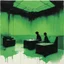 Placeholder: Negotiating dream frequencies, ink illustration, Green and black color scheme, unsettling, by William Wray