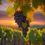 Placeholder: close up one big bunches of grapes are hanging from a vine in a vineyard at sunset grape field with skyline view, by Phil Koch, award winning photography, extremely detailed