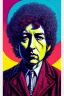 Placeholder: a vibrant ultraclear poster of a bob dylan, by rene magritte and laurie greasley, etching by gustave dore, colorful flat surreal, ethereal, intricate, sharp focus, illustration, highly detailed, digital painting, concept art, masterpiece