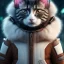 Placeholder: Cyberpunk Portrait of cyborg cat child with brown hair and with cute face, north pole snowy vibe , perfect composition, hyperrealistic, super detailed, 8k, high quality, trending art, trending on artstation, sharp focus, studio photo, intricate details, highly detailed, by greg rutkowski