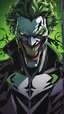 Placeholder: A very close picture to Mix between the joker and venom symbiote in solo leveling shadow art style with neon green details