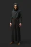 Placeholder: young russian monk for a horror , silent hill style, 3d model, t-pose, full length