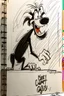 Placeholder: Sketch of Goofy that watch his shadow on the wall, insane details