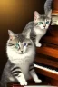 Placeholder: A young beautiful cat, portrait, is playing on a piano, in Vienna,