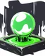 Placeholder: tabletop RPG green cube slime with white sphere inside rpg art no background