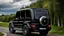 Placeholder: A sleek rear view of (((a cross of bmw and G-Wagon))), on street, with hill and trees around, a beautiful clouds and sunny weather, 4K, Superdetailed, No mistakes