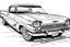 Placeholder: 1957 Ford Thunderbird Coloring Book, white background, kawaii style cartoon coloring page for kids, cartoon style, clean line art high detailed, no background, white, black, coloring book, sketchbook, realistic sketch, free lines, on paper, character sheet, 8k