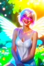 Placeholder: A hyper-realistic photo, smiling fairy lady in a garden ,Sun Light, Shiny Simple White Costumei, full portrait, glamorous, 64K, hyperrealistic, vivid colors, (glow effects:1.2) , 4K ultra detail, , real photo, Realistic Elements, Captured In Infinite Ultra-High-Definition Image Quality And Rendering, Hyperrealism, real world, in real life, realism, HD Quality, 8k resolution, , real photo, 8 k