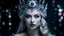 Placeholder: Beautiful and mystical snow queen, with crown on head adorned with blue gemstones