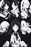 Placeholder: emotionless, numb, heartbroken, black and white, anime girl with black background